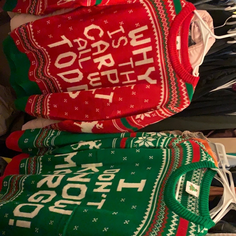 Ugly couple Christmas sweaters